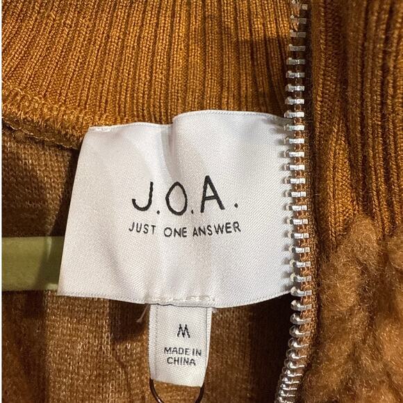 J.O.A. Brown Mock Neck Teddy Fur Pullover Sz M NWT - Picture 6 of 14